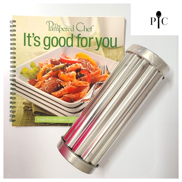 The Pampered Chef Healthy Family Cookbook & Scalloped Canapé Bread Tube Bundle - Picture 1 of 16